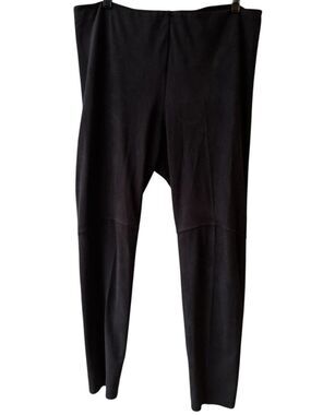 XL Lysse' Black Faux Suede Leggings Flat Front Seam Leg Middle